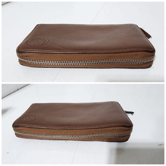 Authentic GUCCI Soho Round Zipper Long GG Interlocking Leather Wallet Brown - Picture 8 of 10